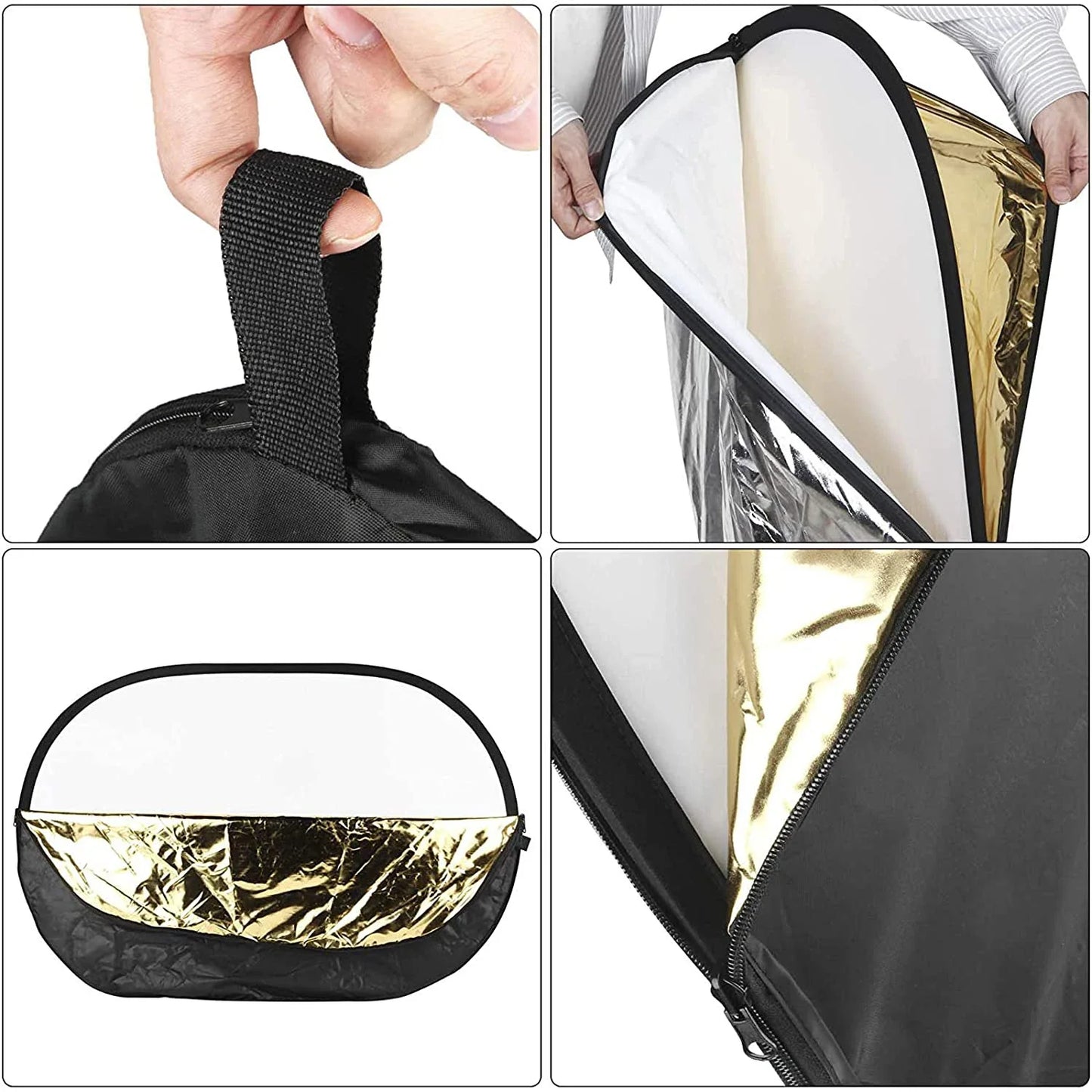 5-in-1 Collapsible Oval Photography Reflector 24"x35" 60x90cm Portable Light Diffuser Multi-Color Panel (90x120/100x150/150x200cm Options)