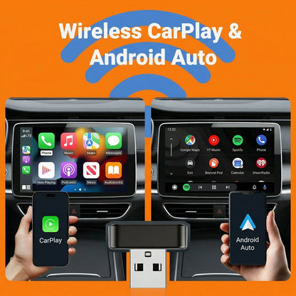 2026 Smart Wireless CarPlay & Android Auto Adapter – Plug & Play Bluetooth WiFi Dongle with OTA Updates for Toyota, Audi, VW & More