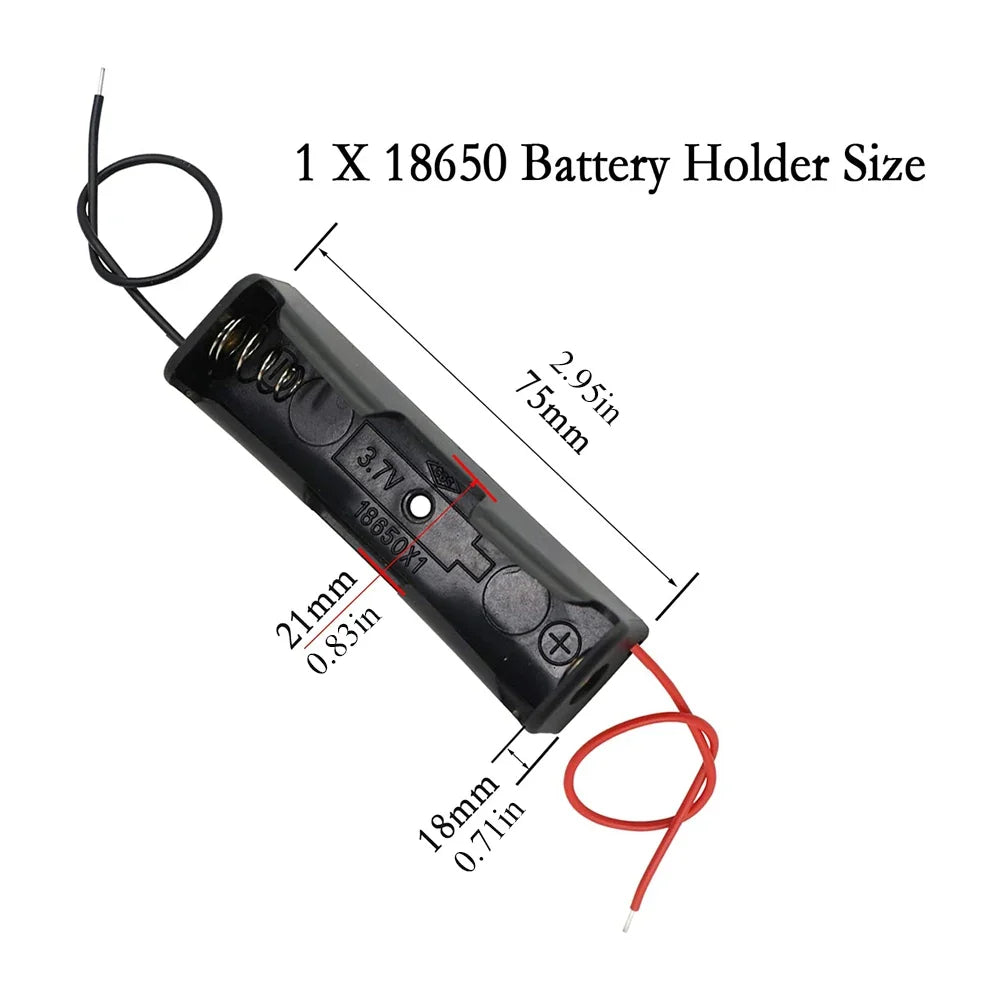 10Pcs 18650 Battery Holder Case - Plastic Storage Box with 150mm Lead Wire for Single Cell Power Projects