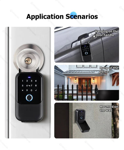 YRHAND TTlock Smart Password Fingerprint Lock Box – Digital Card & Tuya-Compatible Portable IP66 Security for Smart Homes
