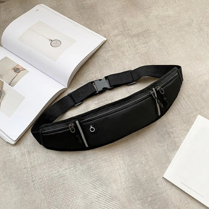 Waterproof Reflective Strip Waist Fanny Pack - Lightweight, Adjustable Elastic Straps - Ideal for Gym, Sports, and Running