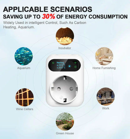 Smart WiFi Thermostat Plug – Tuya Wireless Temperature Controller for Boiler, Fan, Heating & Cooling, Alexa & Google Home Compatible