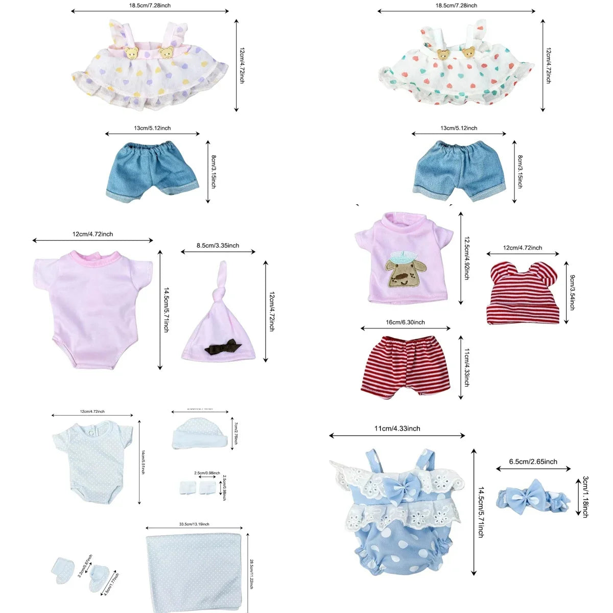 Fashion Baby Doll Clothes Set – 6 Handmade Styles for 10-Inch Bebe Reborn Dolls Accessories