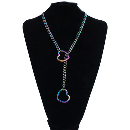 Heart Slip Chain Necklace for Women — Fashion Punk Rock Goth Choker Jewelry Accessory
