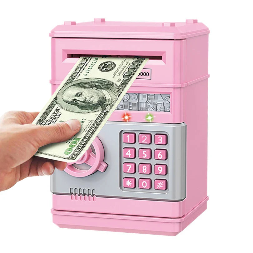 Kids Electronic Password Piggy Bank – Mini Safe Money Box with Code Lock & Auto Cash Slot
