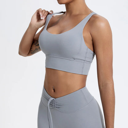 Push-Up Sports Bra for Women – Cross Back Yoga Crop Top, Shockproof Gym Fitness Bra for Running & Workout