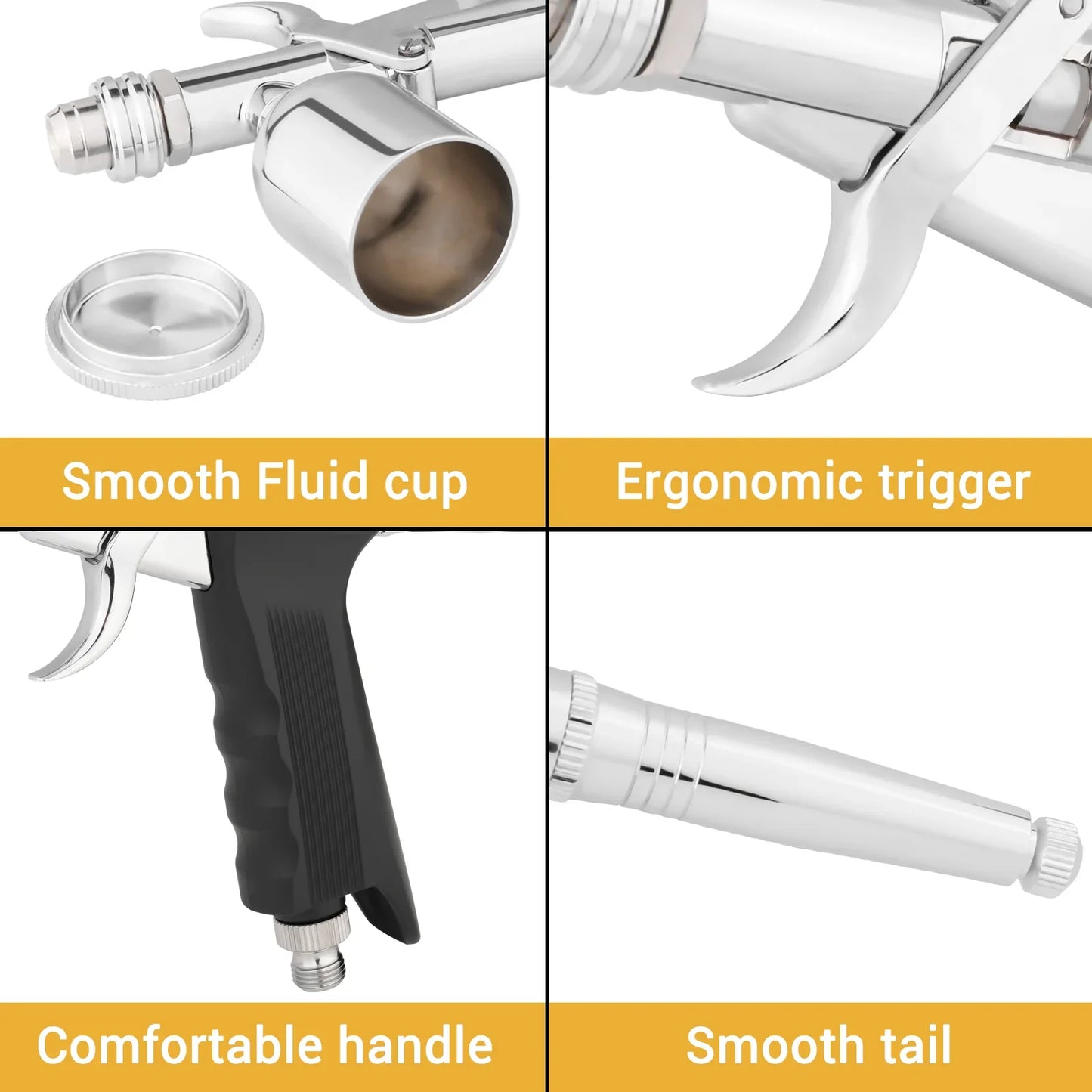 Gravity-Feed Dual-Action Airbrush — Pistol Grip Trigger Fan Spray Gun with 0.3mm/0.5mm Nozzles & 15CC Fluid Cups for Car Models & DIY