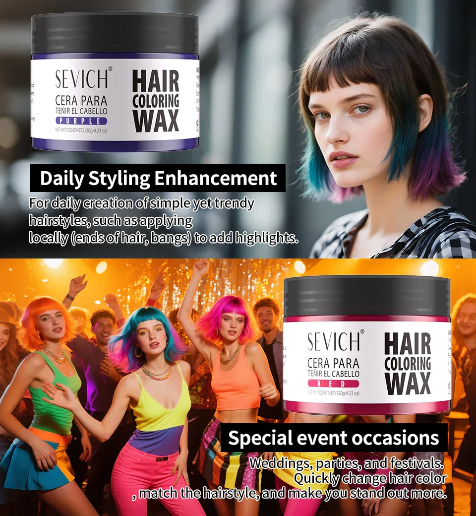 13-Color Halloween Hair Wax – 50g/120g DIY Temporary Hair Dye Cream for Men & Women, Party, Cosplay & Daily Use