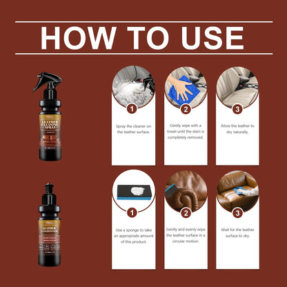 Leather Cleaner & Conditioner Kit - Deep Nourishing Spray Cream for Restoring Softness, Shine & Preventing Cracks