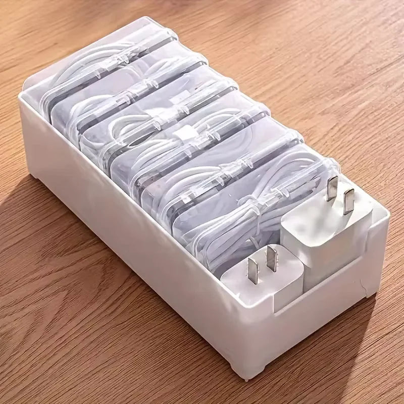 Cable Organizer Storage Box Set - Durable Plastic Charging Cord, Mobile Device & Office Supplies Storage