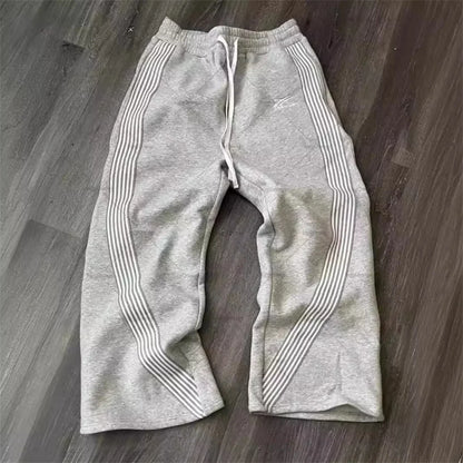 Y2K Gray Wide-Leg Cargo Pants - Vintage Tactical Drawstring Jogger Streetwear for Men & Women