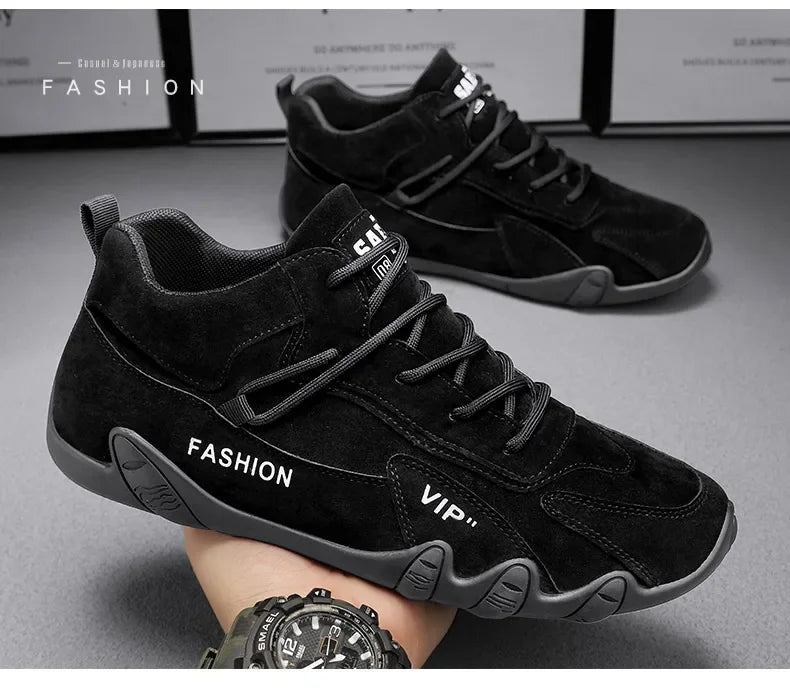 2024 Men’s Spring Ankle Boots – Casual Lace-Up Khaki Sneakers, Non-Slip Work Shoes & Loafers