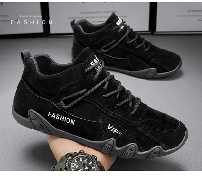 2024 Men’s Spring Ankle Boots – Casual Lace-Up Khaki Sneakers, Non-Slip Work Shoes & Loafers