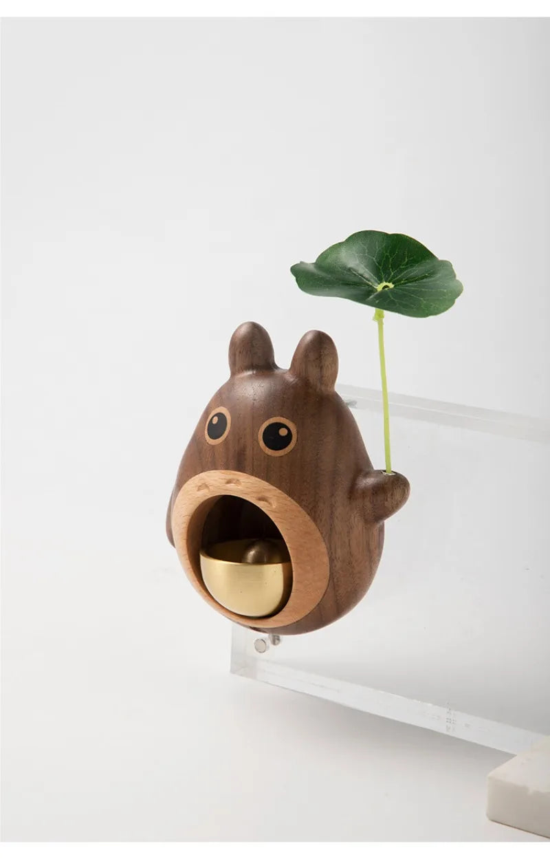 Wooden Wind Chimes with Copper Bells - Totoro Entry Doorbell Pendant, Cute Door Entry Reminder, Home Decor & Housewarming Gift