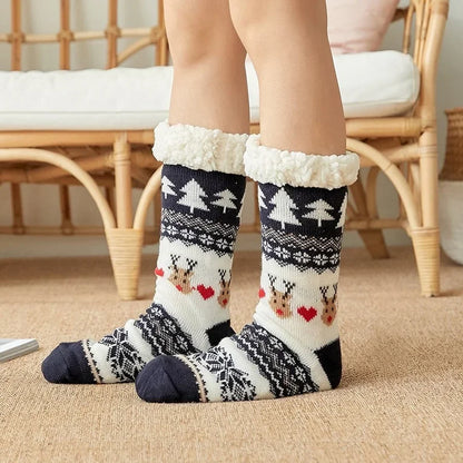 Women’s Christmas Fuzzy Socks – Winter Warm Thermal Non-Slip Fluffy Floor Slippers, Soft Indoor Home Gift