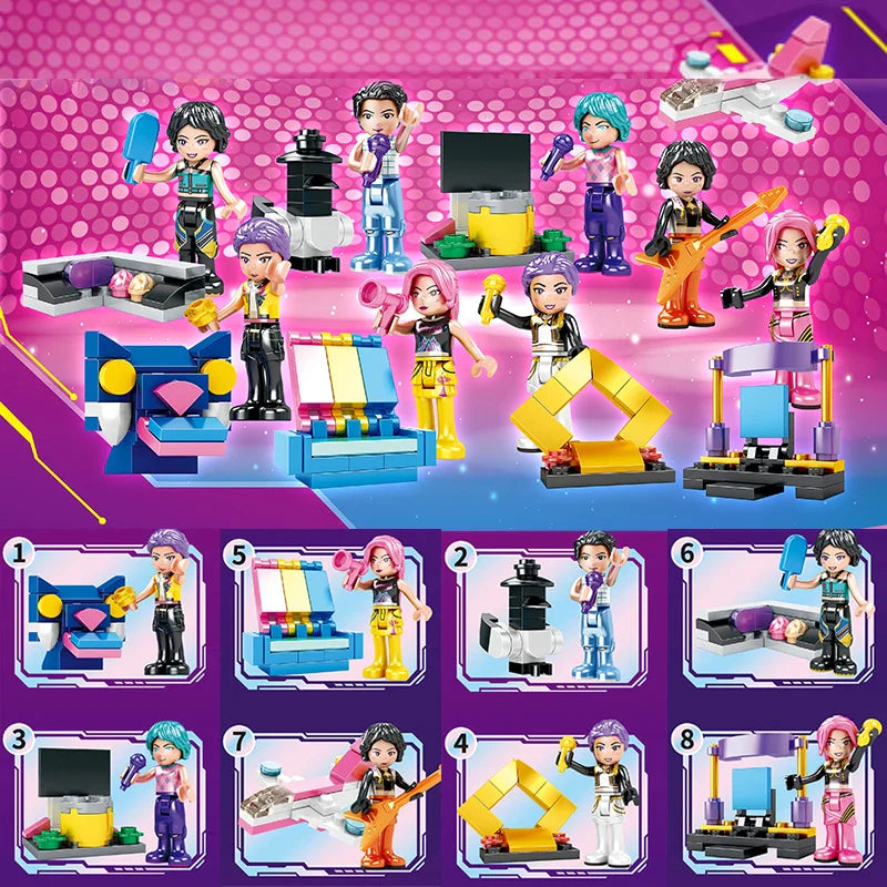 MOC K-Style Fantasy Squad Building Blocks Set – DIY Action Figure Model Kit with Display Base for Collectors & Desktop Decor