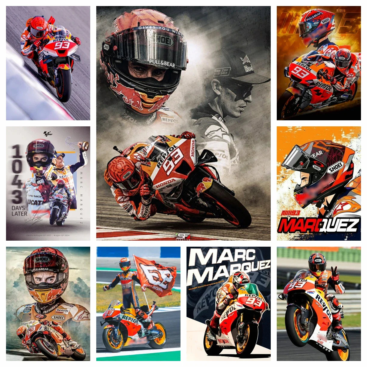 Marquez 5D Diamond Painting Motorcycle – DIY Sports Diamond Embroidery Mosaic Oil Painting for Home Decor and Gift