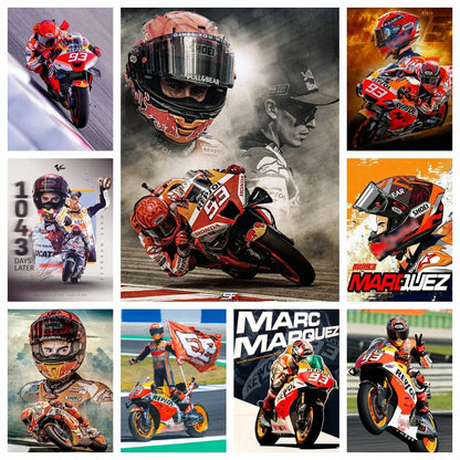 Marquez 5D Diamond Painting Motorcycle – DIY Sports Diamond Embroidery Mosaic Oil Painting for Home Decor and Gift