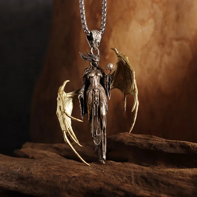 Gothic Skull Jesus Cross Necklace – Punk Catholic Amulet Jewelry for Men, Religious Pendant