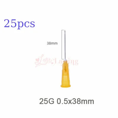 25pcs Disposable Sharp Needles – 18G to 34G Sterile Stainless Steel Tattoo & Hyaluronic Acid Needles
