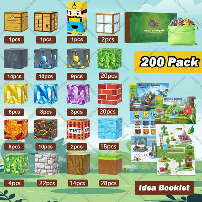 Magnetic Building Blocks – Mine World Magnet Cube STEM Toy for Kids 3+, DIY Montessori Sensory Model for Boys & Girls