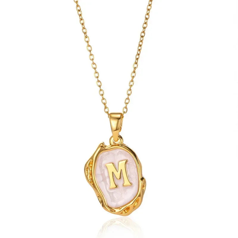 Y2K Stainless Steel Drip Oil Alphabet Necklace – A-Z Initials Pendant for Women & Men, Aesthetic Jewelry Gift