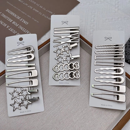 Silver Metal Hair Clips for Women & Girls | Y2K Duckbill Hairpin, Bangs Side Barrettes