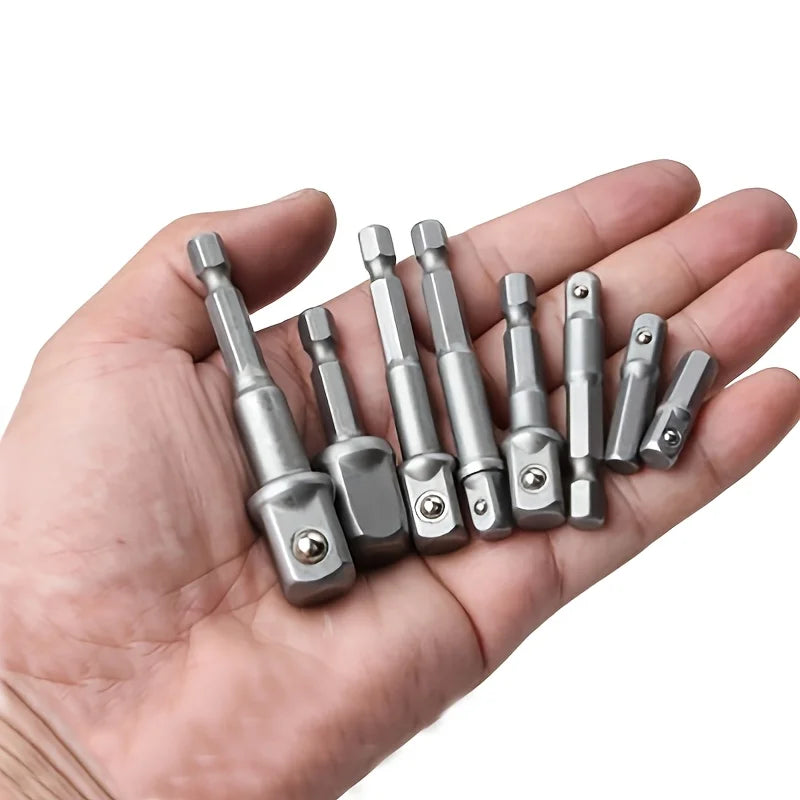 Drill Socket Adapter Set 1/4'' Hex Shank Extension – 1/2'' 3/8'' 1/4'' Square Drive Impact Driver Tool