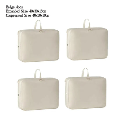 4PCS Compression Packing Bags Set – Foldable Large Capacity Organizer for Clothes, Down Jackets & Cotton Quilts