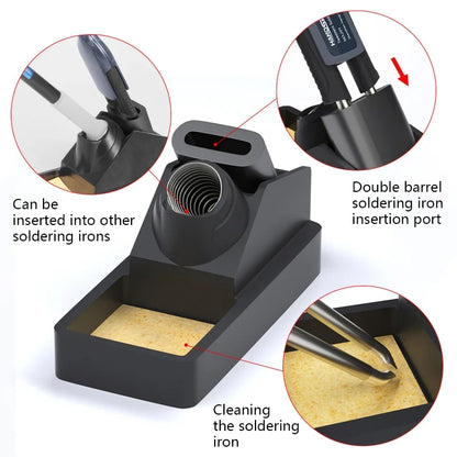 T12 Soldering Station – STM 32 Chip, OLED Display, Adjustable Temp, Auto Sleep, 5pin Soldering Iron & Tweezers Handle