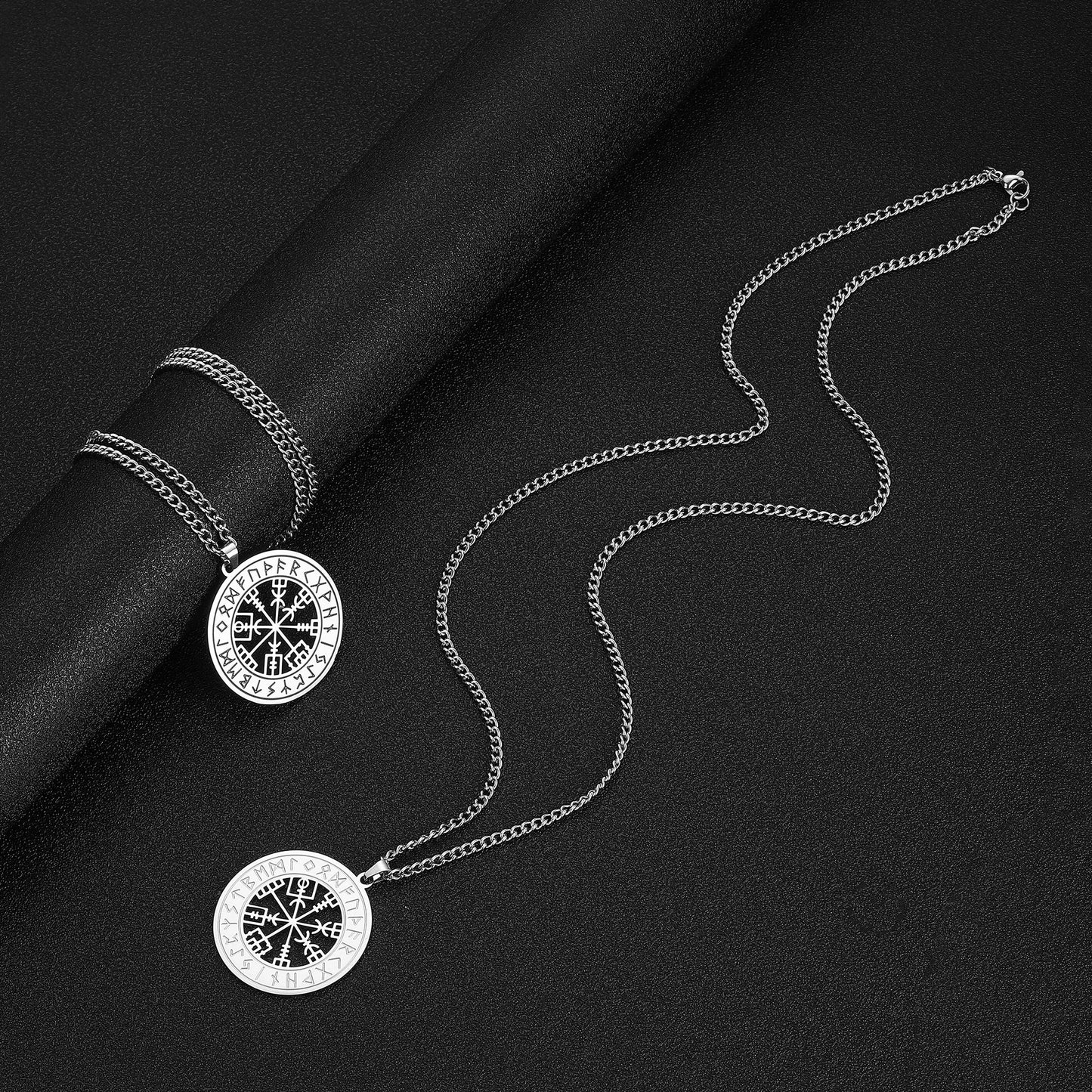 Viking Nordic Rune Compass Necklace – Stainless Steel Triquetra Amulet Pendant Jewelry Gift