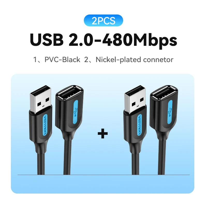 Vention USB 3.0 Extension Cable – High-Speed Data Extender Cord for PC, Smart TV, Xbox One & SSD | USB 2.0/3.0 Compatible Cable