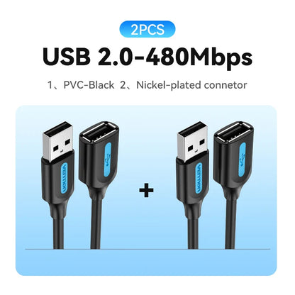 Vention USB 3.0 Extension Cable – High-Speed Data Extender Cord for PC, Smart TV, Xbox One & SSD | USB 2.0/3.0 Compatible Cable