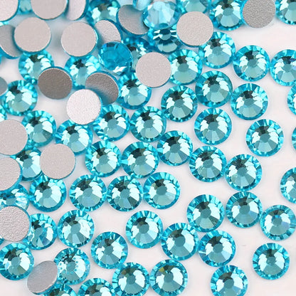 Glass Crystal Flatback Rhinestones SS6–SS30 Set – 7 Sizes Non-Hotfix Round Nail Art Beads for DIY Crafts & Decoration