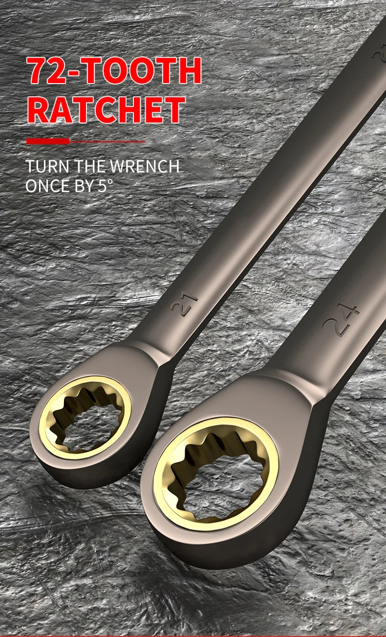 12pcs/6pcs Dual-Use Ratchet Wrench Set — 72-Tooth Quick Ratchet Heads with 180° Rotation Hardware Tools