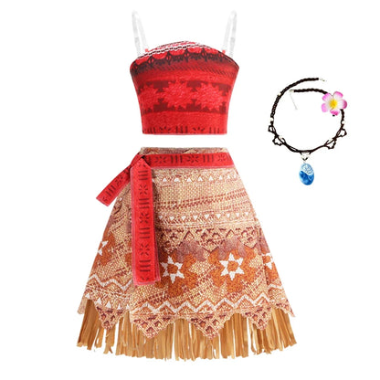 Disney Moana Princess Dress - Girls Vaiana Ocean Adventure Halloween Cosplay Costume