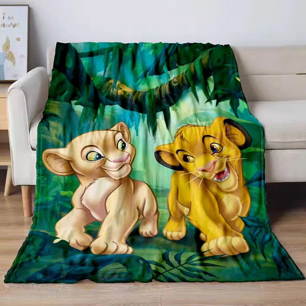 Lion King Simba Cartoon Flannel Blanket – Soft Cozy Throw for Sofa, Bed, Car, Camping, Travel & Kids Gift
