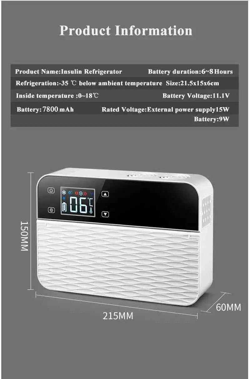 Mini Portable Insulin Refrigerator – 7800mAh Cooler for Insulin, Serum & Capsules, 260ml Capacity
