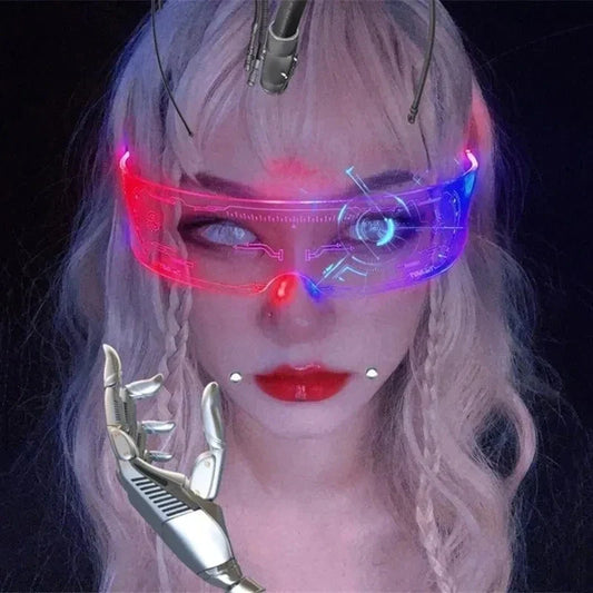 LED Luminous Punk Goggles – Vintage Light-Up Sunglasses UV400 for Men & Women, Party & Christmas Fashion Shades