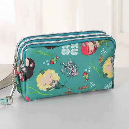 Three-Layer Zipper Short Mobile Phone Bag for Women - Fashionable, Waterproof with Multi-Layer Pockets, Portable Hand Makeup Bag