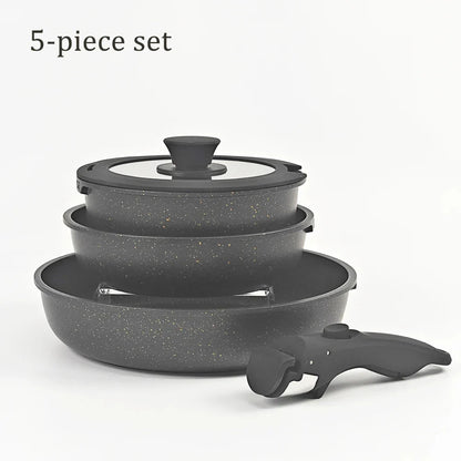 DONNOR Safe Nonstick Kitchen Cookware Set - Oven Safe Pots and Pans with Removable Handles