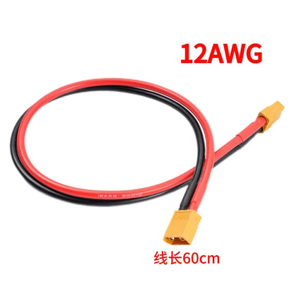 XT60 12AWG Parallel Battery Connector Cable – Male/Female Dual Extension 40CM/60CM Silicone Wire for RC Battery & Motor