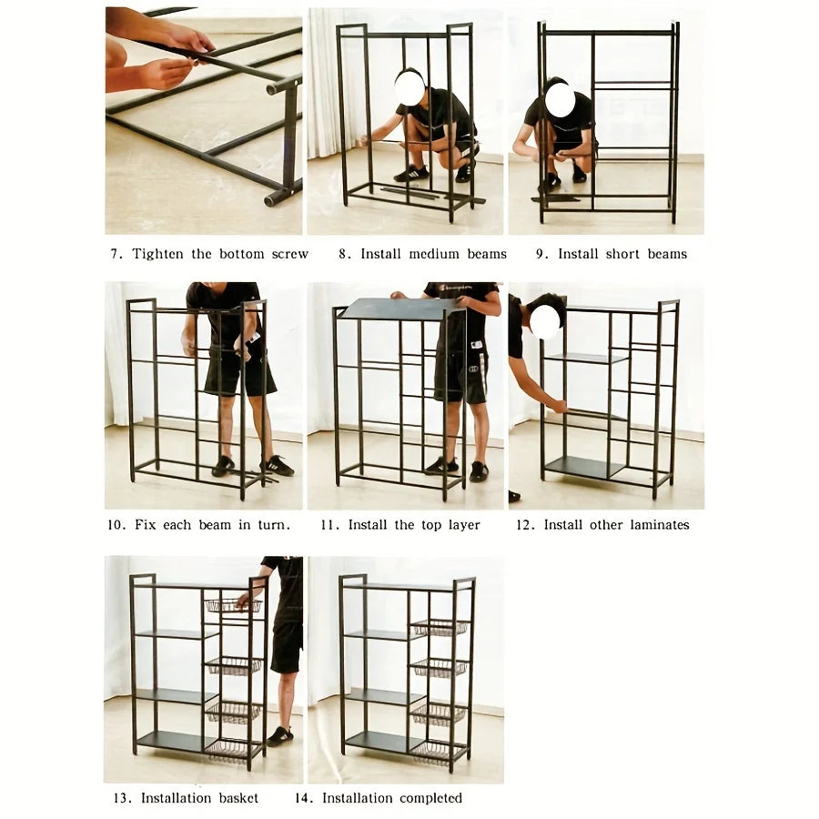 Heavy-Duty 4-Tier Metal Mesh Basket Rack — Rolling Storage Organizer with Locking Wheels for Kitchen & Restaurant Vegetables