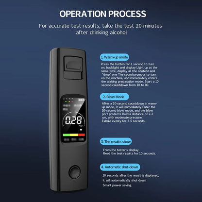 Professional High Sensitivity Breathalyzer - Non-Contact Alcohol Tester with Type-C Charging, Portable Alcoholometer