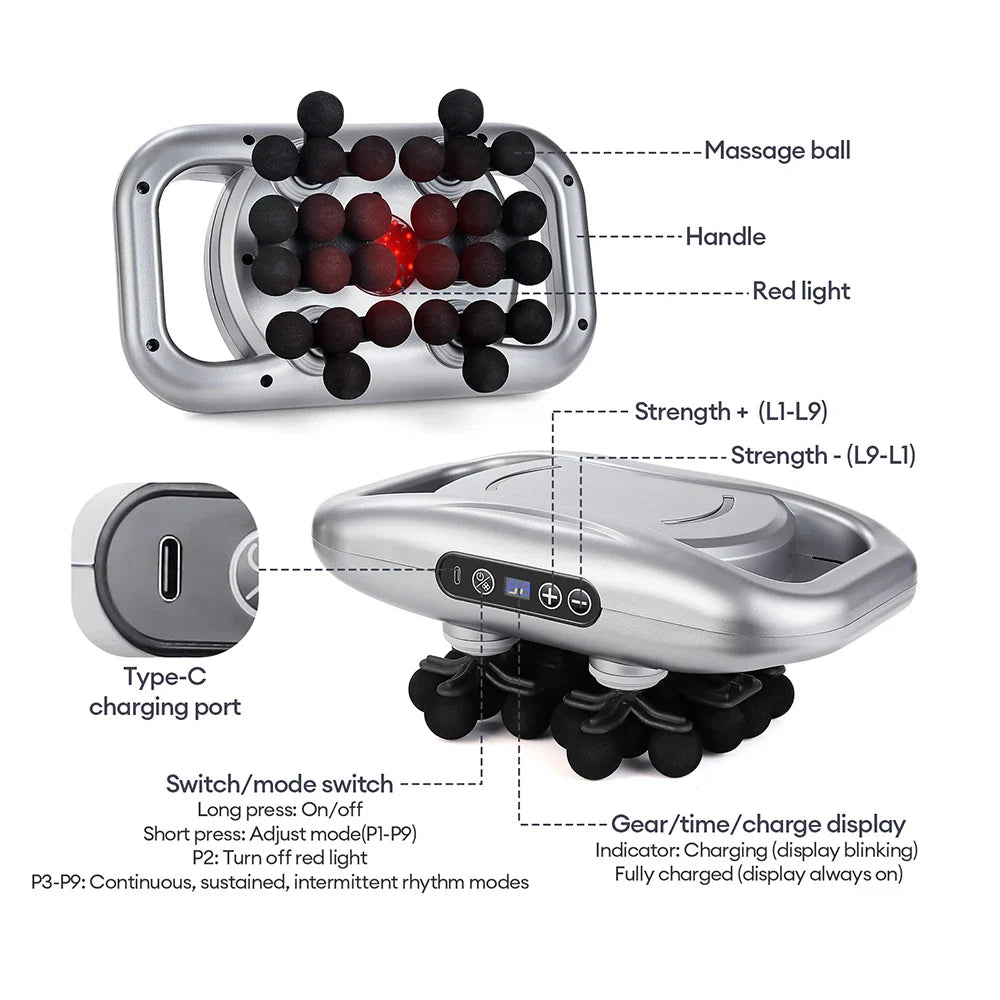 48-Head Body Massage Gun — High-Frequency Vibration Fascia Massager for Neck, Back, Waist, Thigh & Shoulder Muscle Relief