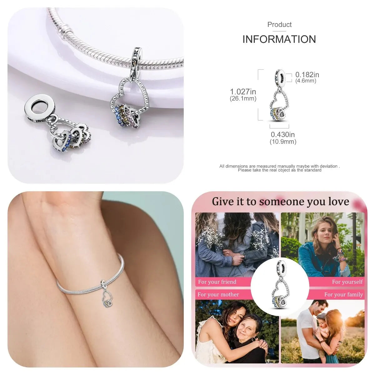MULA Chameleon Silver-Plated Charm with Color-Changing Crystal Ball - DIY Snake Chain Bracelet Jewelry Gift for Women