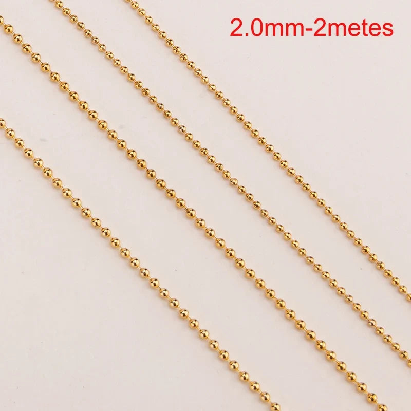 Stainless Steel Beaded Ball Chain - 1.5mm 2mm 2.4mm Bulk Jewelry Chain for DIY Necklaces & Craft Making Supplies
