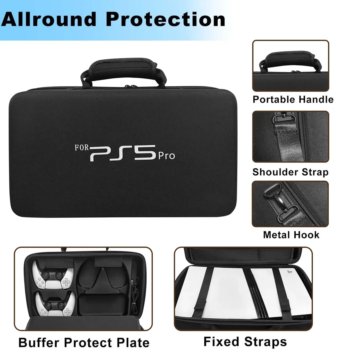 PS5 Pro Storage Bag – Portable EVA Shockproof Shoulder Bag, Anti-Drop Storage Box for Console & Accessories