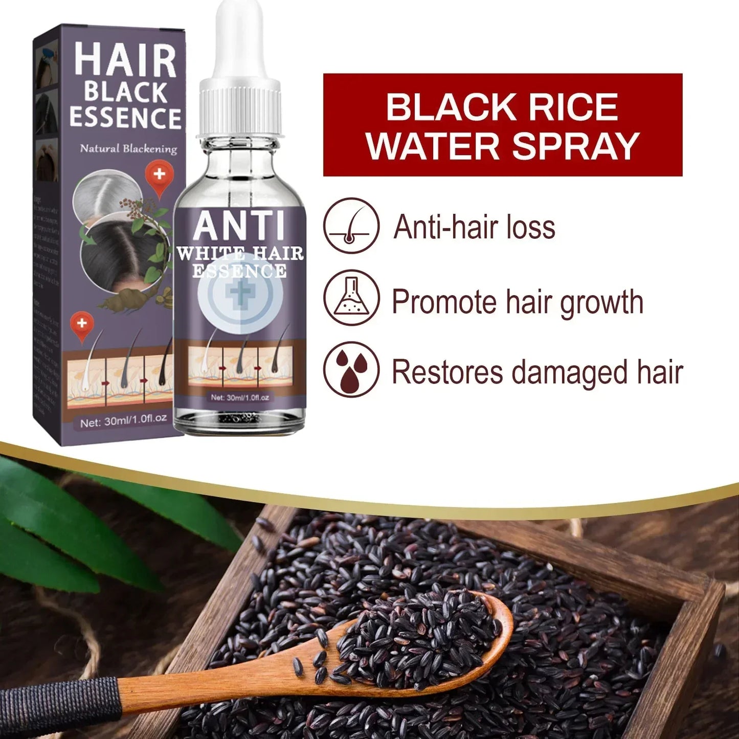 White Hair Remover – Restore Natural Hair Color in 7 Days, Gray Hair Treatment Solution