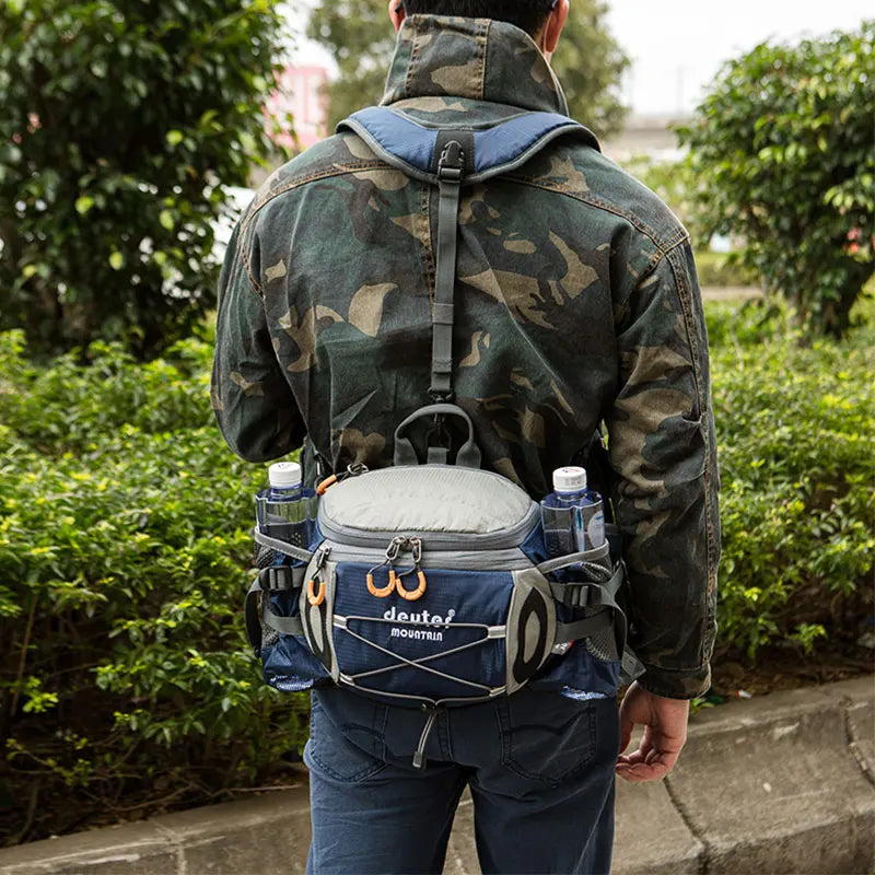 Outdoor Sports Waist Bag - Men's Fanny Pack for Cycling, Hiking, Camping and Running with Water Bottle Holder